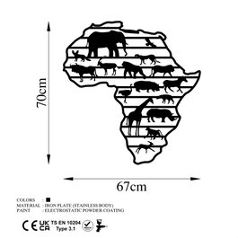 Wallity African Animals Escultura de pared de metal negra